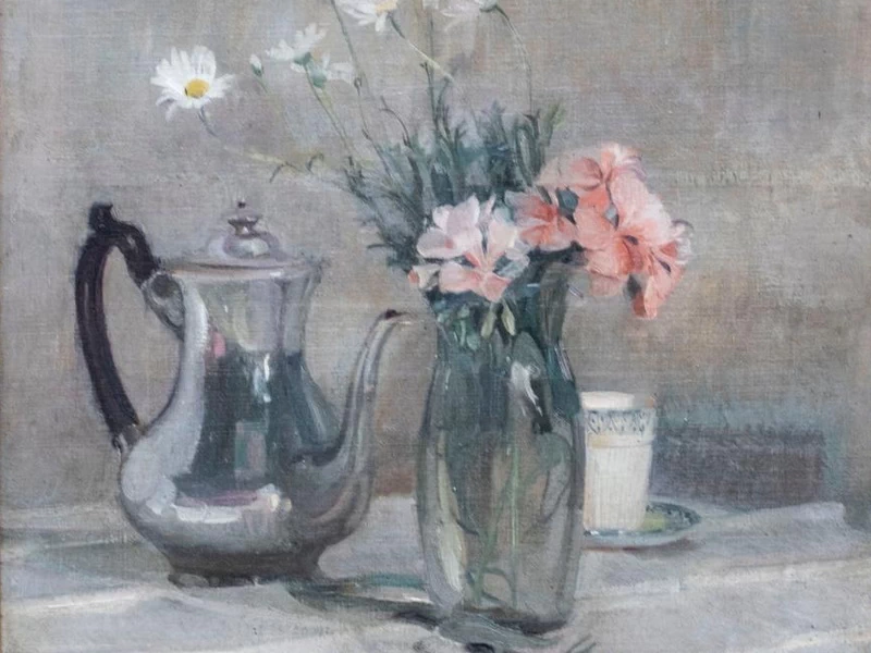 1855-Adrien Karbowsky - Natura morta con brocca